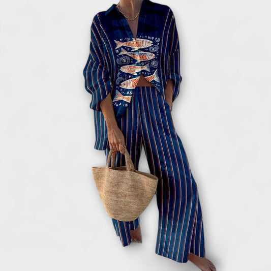 Zairine - Set with Koi Pattern in Blue