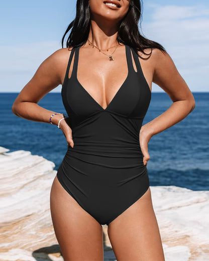 Della™ | Stylish Deep Neck Swimsuit