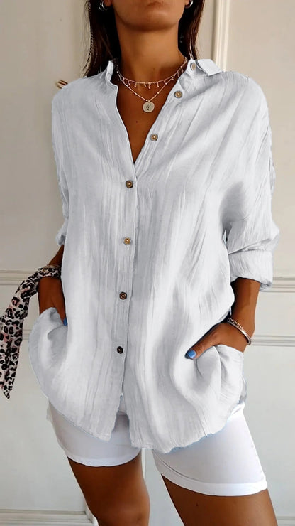 Clara - Elegant Solid Color Commuter Blouse
